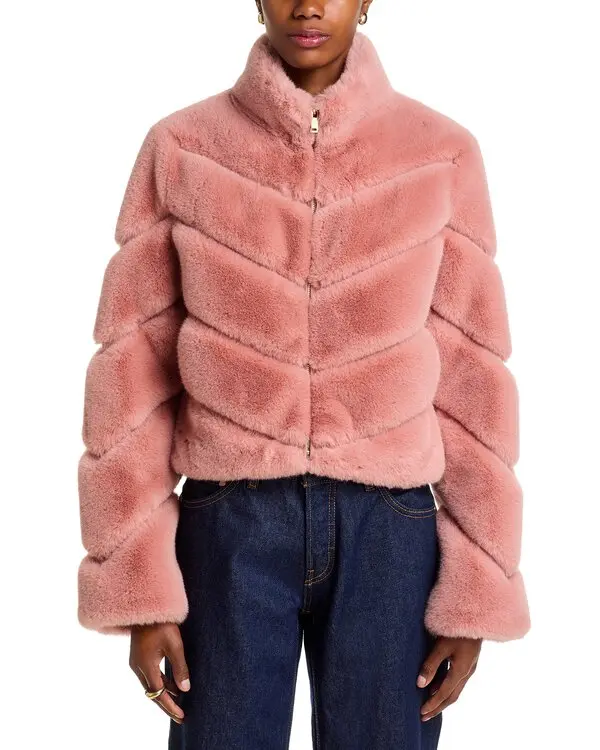 BRIANNA FAUX FUR JACKET IN MISTY ROSE - Romi Boutique