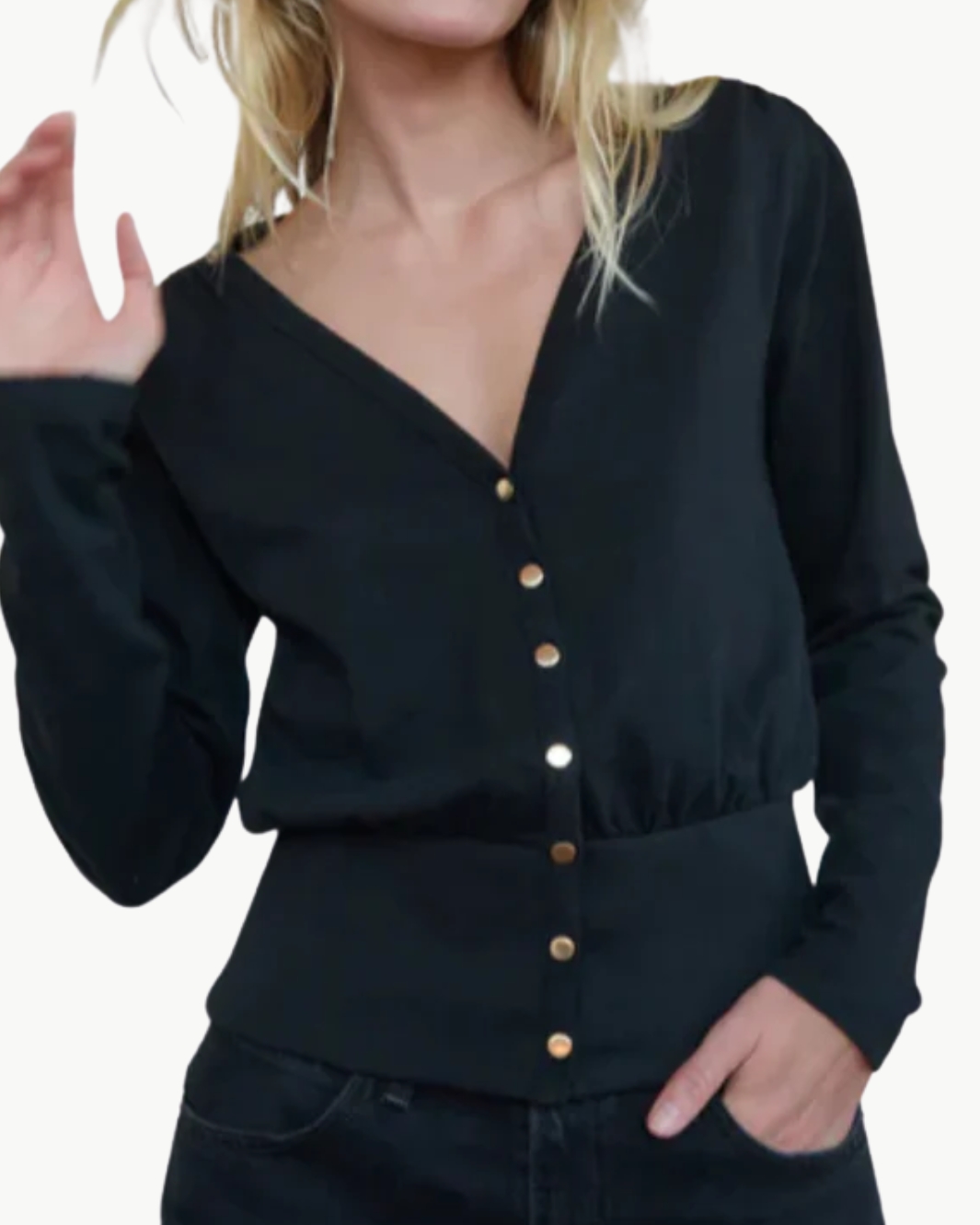 COLETTE CARDIGAN TOP IN JET BLACK