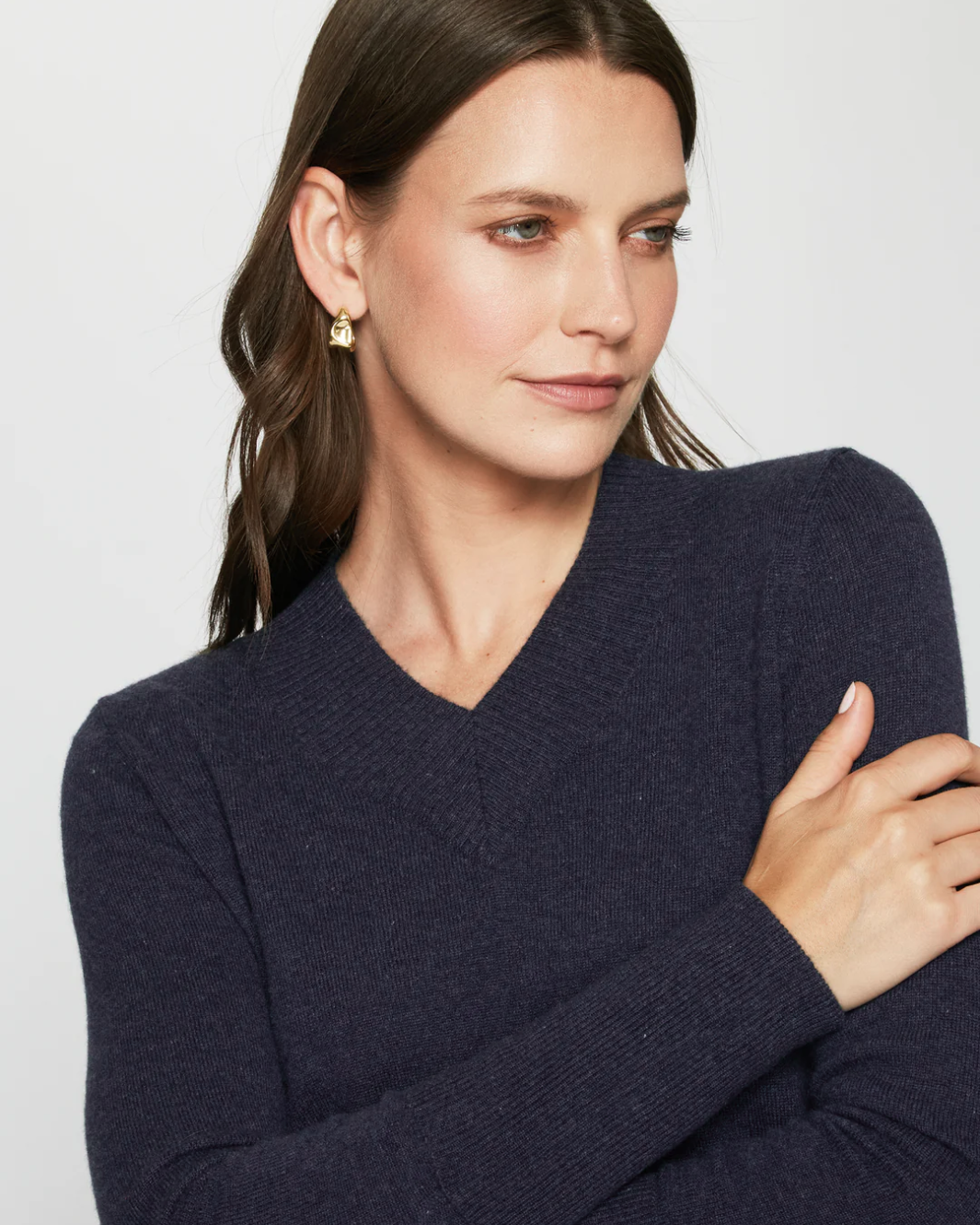 V NECK WITH HIGH CUFFS IN INK - Romi Boutique