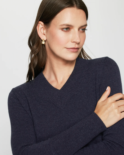 V NECK WITH HIGH CUFFS IN INK - Romi Boutique