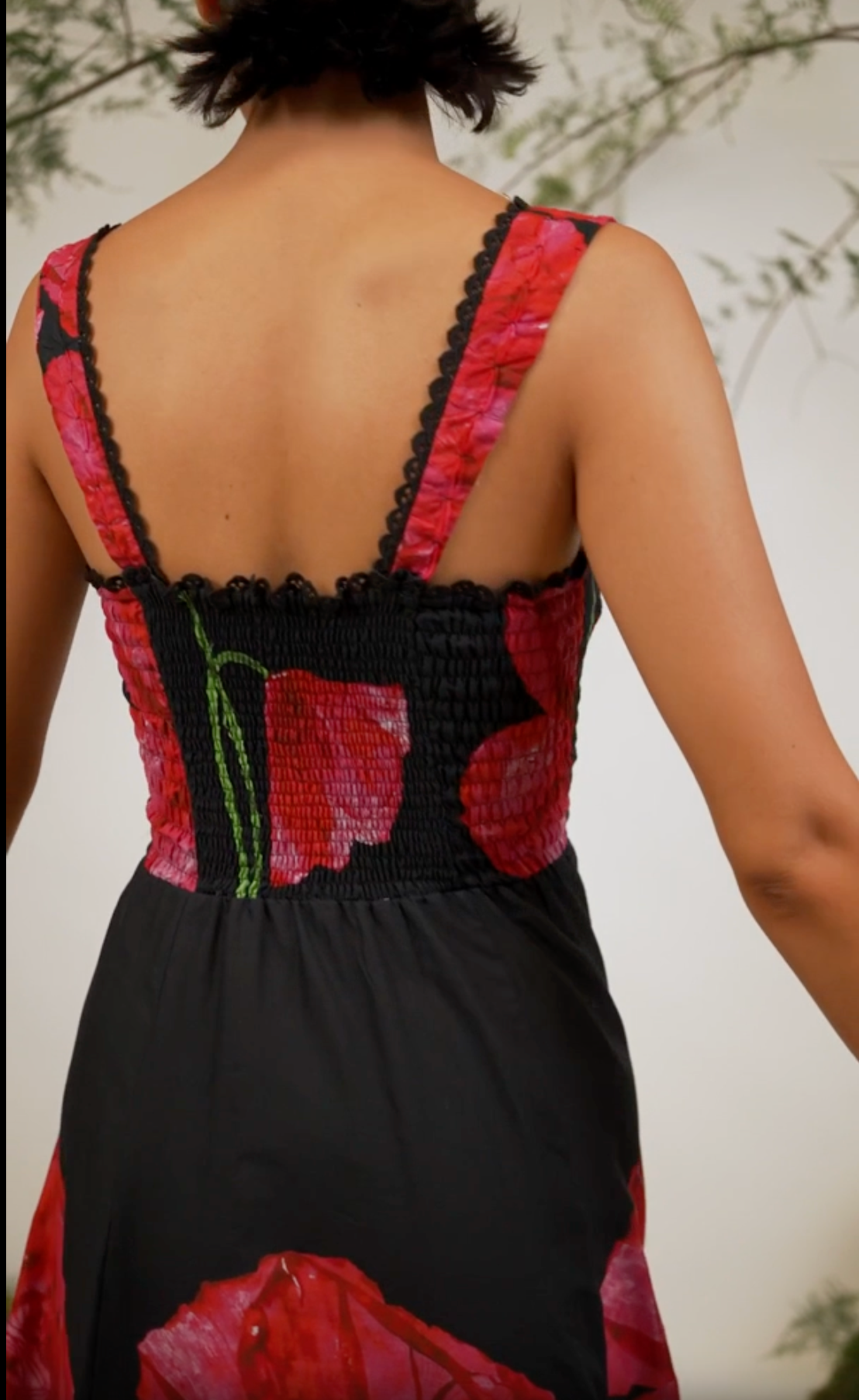 CRISSY LONG DRESS IN BLACK BLOSSOM