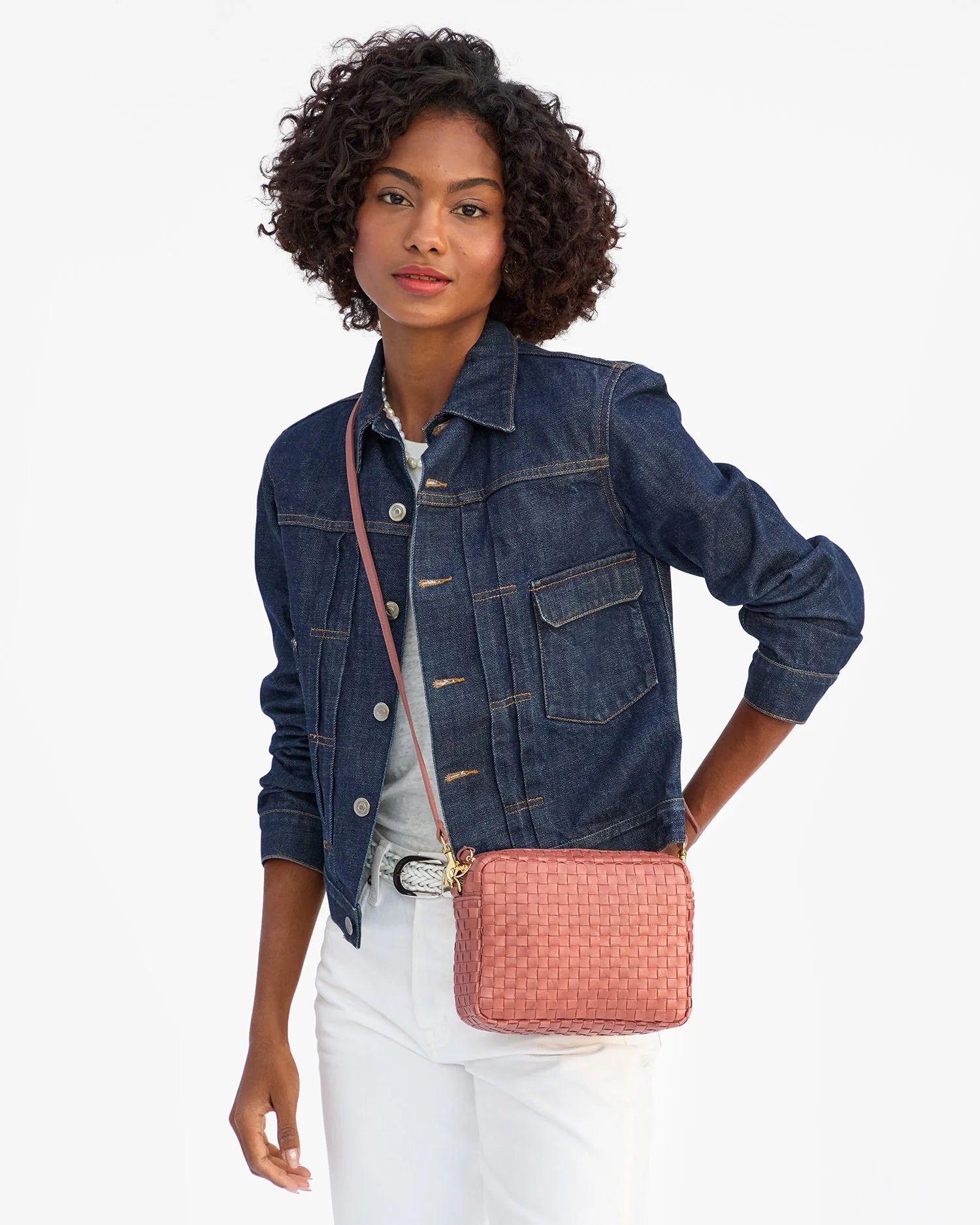 Clare V MIDI SAC WOVEN CHECKER at Romi Boutique