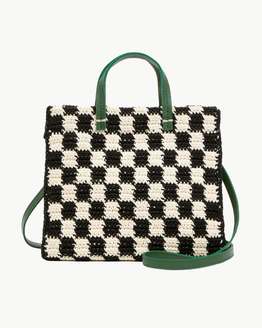 PETIT SUMMER SIMPLE TOTE IN BLACK AND CREAM CROCHET CHECKER - Romi Boutique