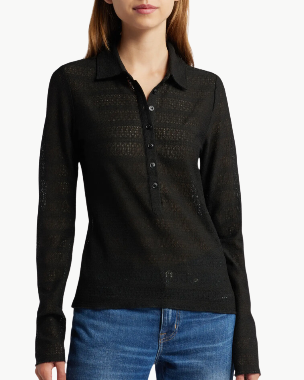 Rag & Bone JULIA LONG SLEEVE POLO at Romi Boutique