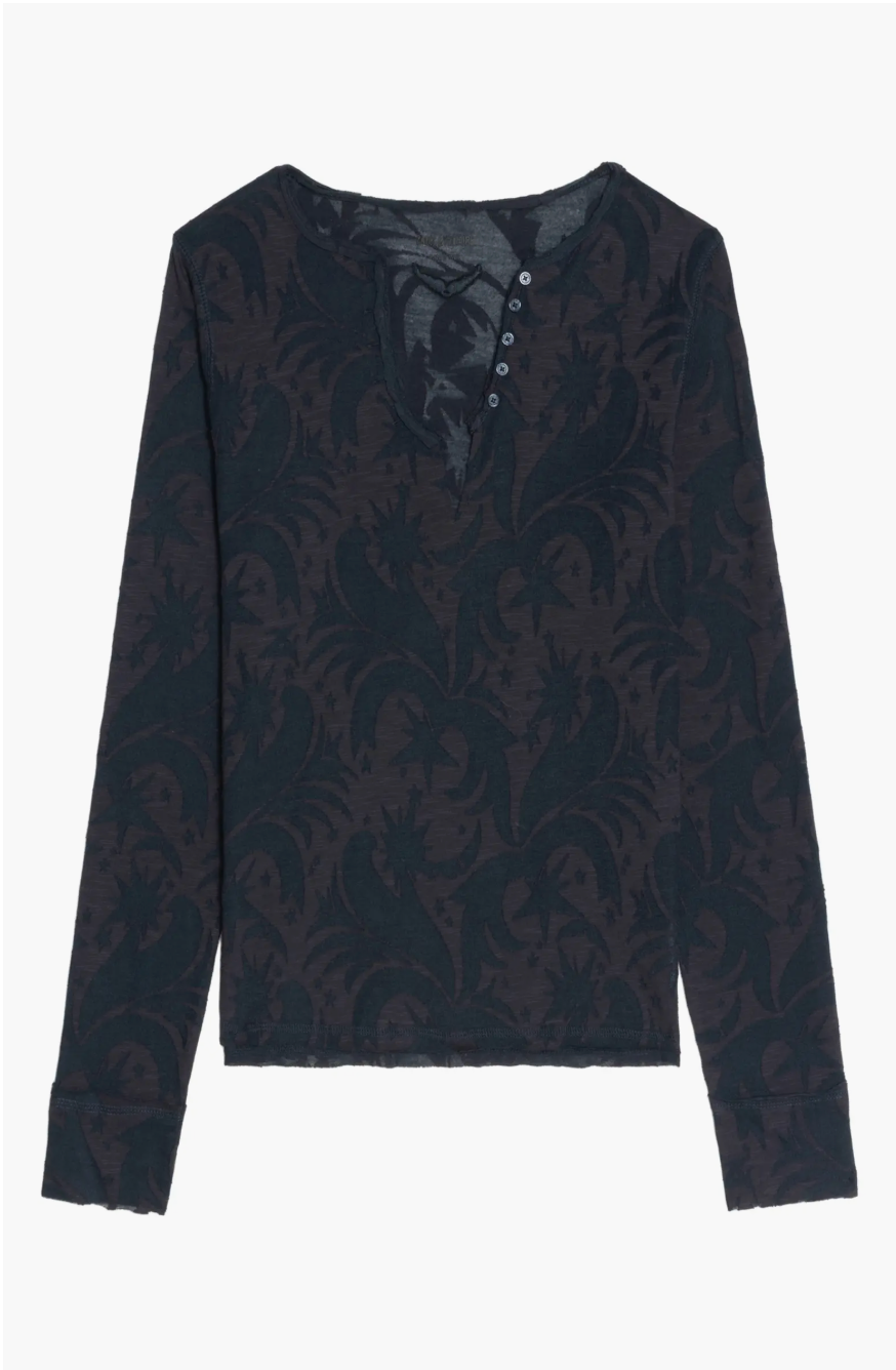HENLEY LONG SLEEVE T-SHIRT IN ENCRE
