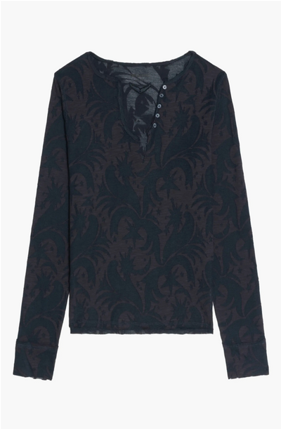 HENLEY LONG SLEEVE T-SHIRT IN ENCRE