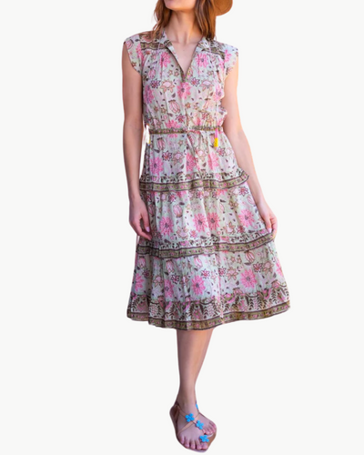 AUDRINA MIDI DRESS IN MINT AND PINK FLORAL - Romi Boutique