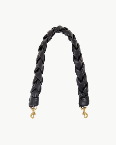BRAIDED SHOULDER STRAP IN BRAIDED BLACK LEATHER