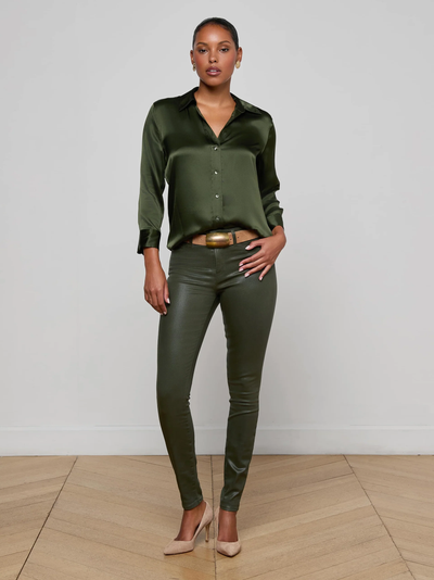 DANI 3/4 SLEEVE BLOUSE IN DEEP OLIVE