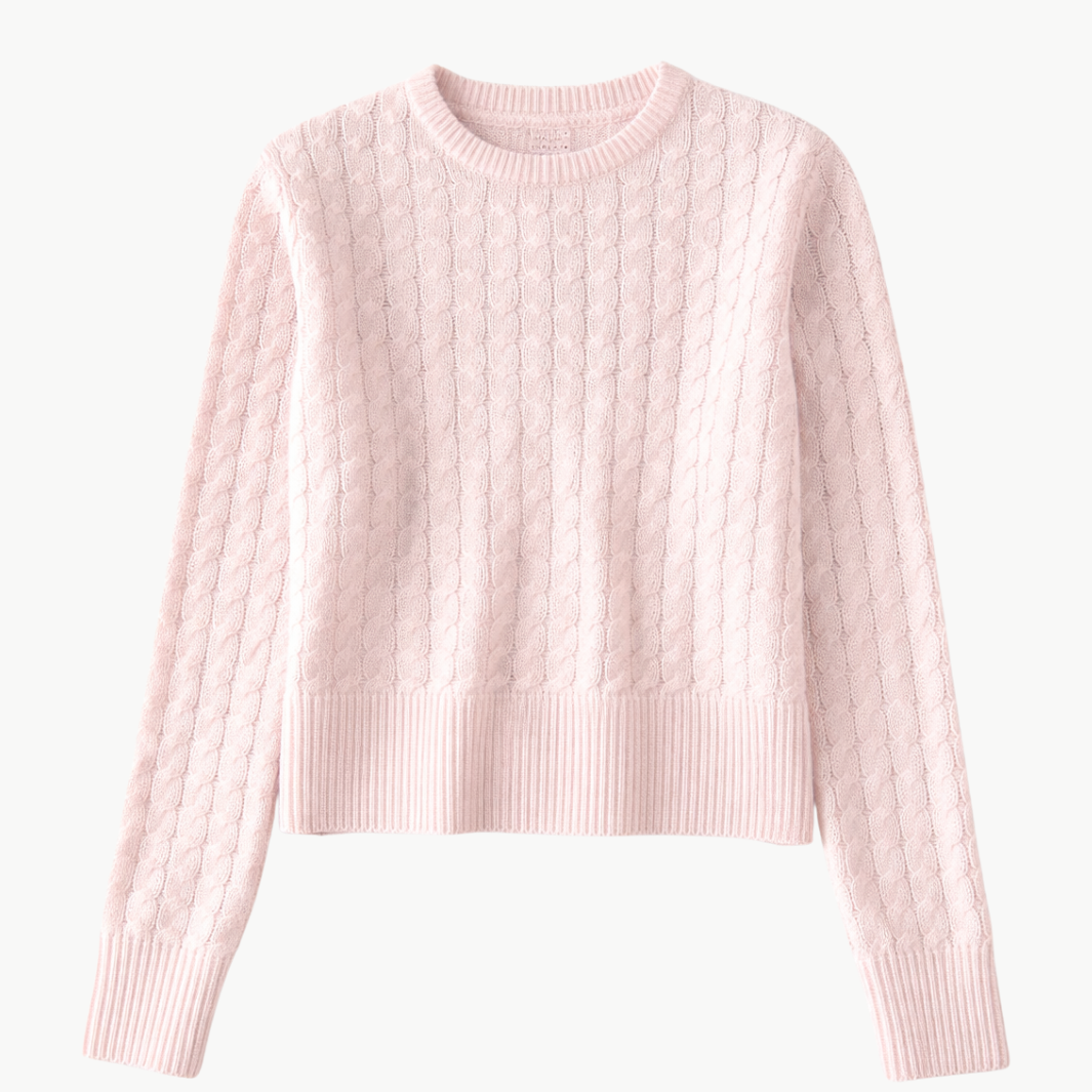 CASHMERE CABLE SHRUNKEN CREW