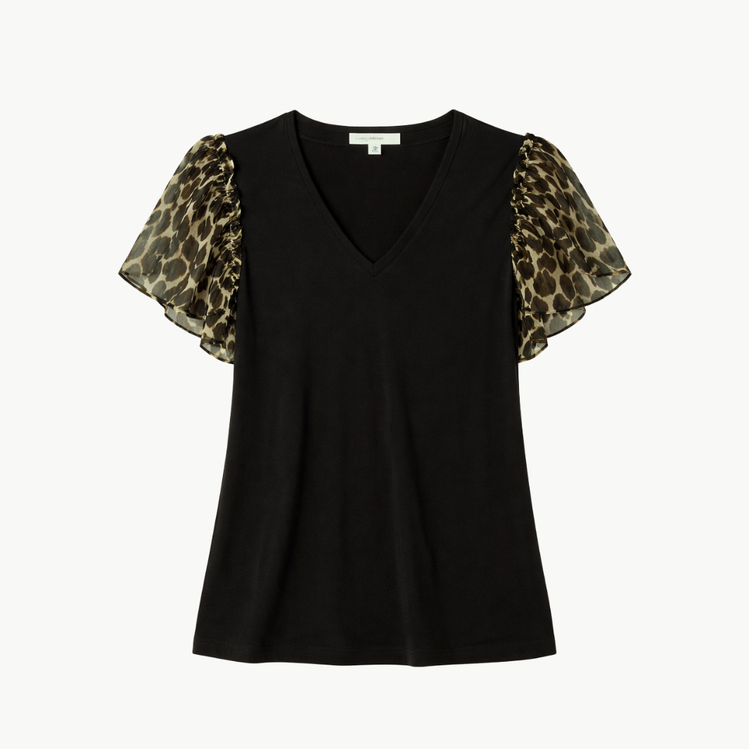 Ramy Brook Lysette V-Neck Flutter Sleeve Top at Romi Boutique