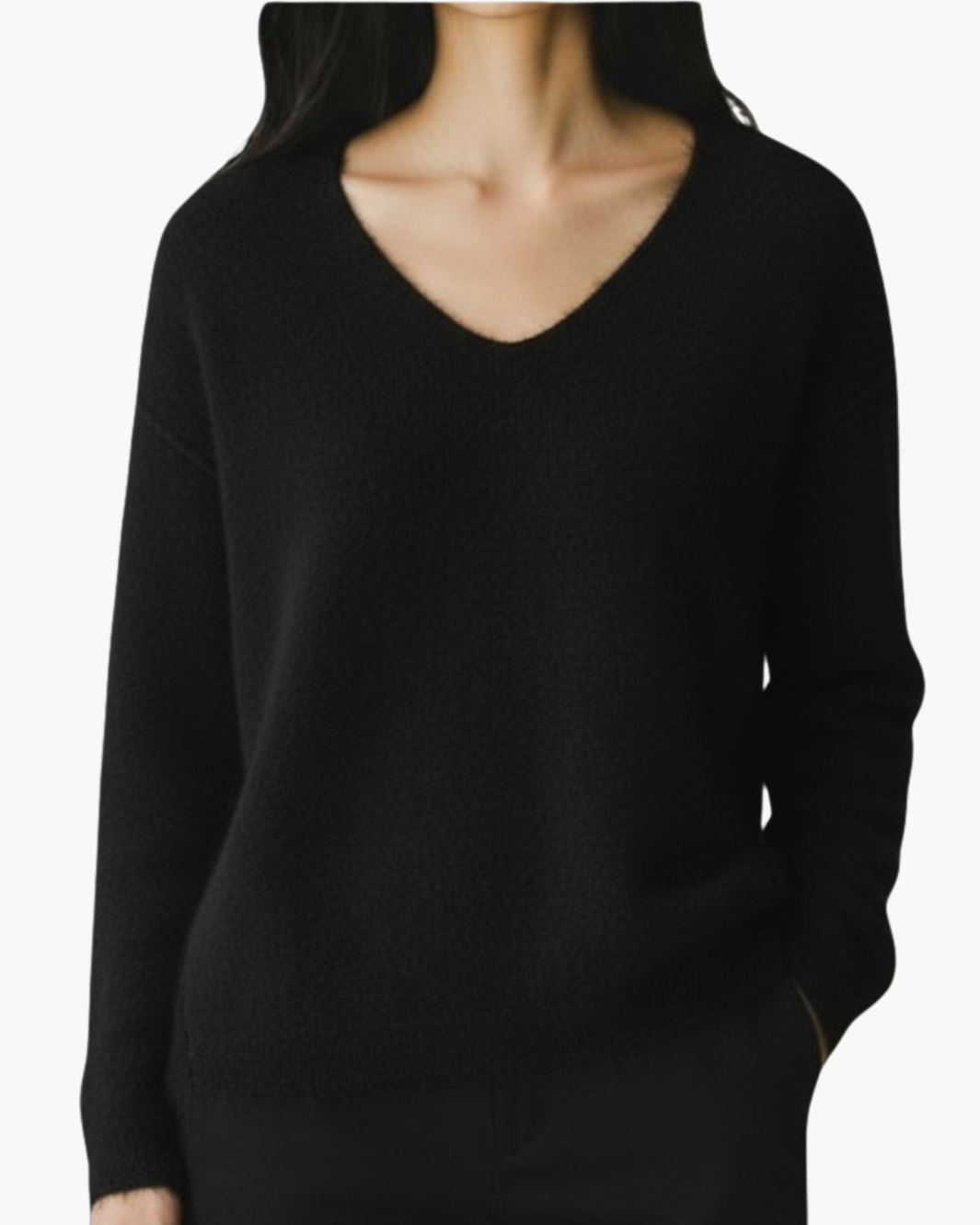 CASHMERE BRUSHED BOXY VEE IN NIGHT - Romi Boutique