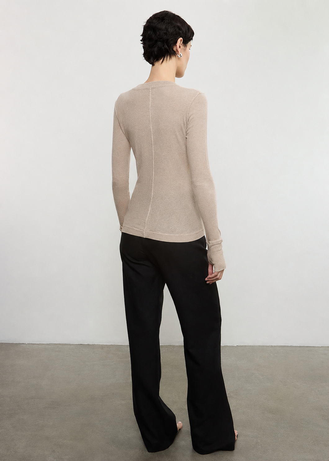 Cashmere Easy Cuffed U Top