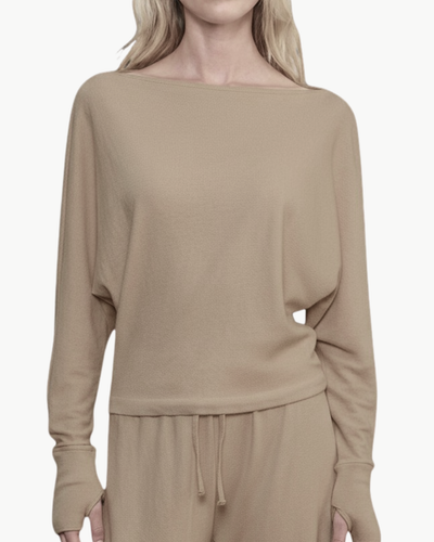 CASHMERE DOLMAN TOP IN WALNUT
