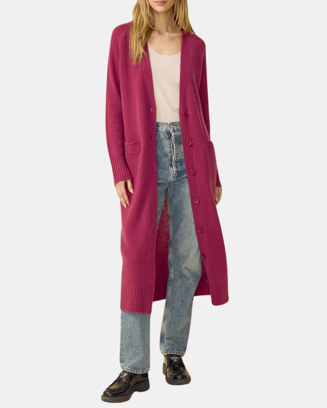 MORGAN CASHMERE DUSTER IN MULBERRY - Romi Boutique