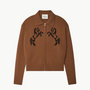 Cashmere Blend Horse Zip-Up Sweater