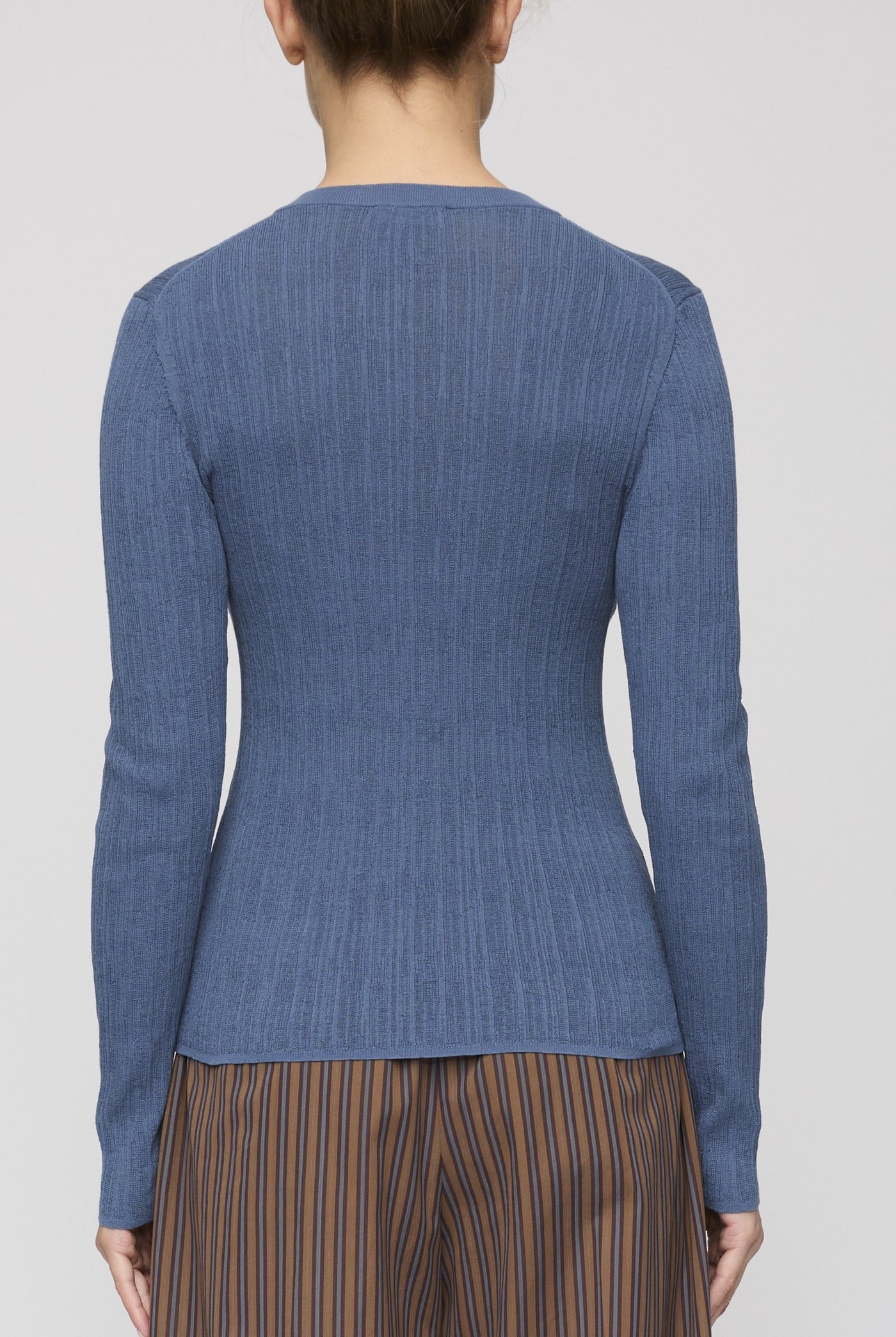 FISHER COTTON KNIT CARDIGAN IN STEEL BLUE