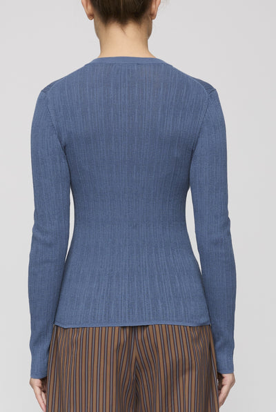 FISHER COTTON KNIT CARDIGAN IN STEEL BLUE