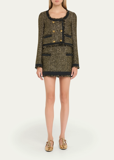 ANISA TWEED U-NECK JACKET IN TAPESTRY
