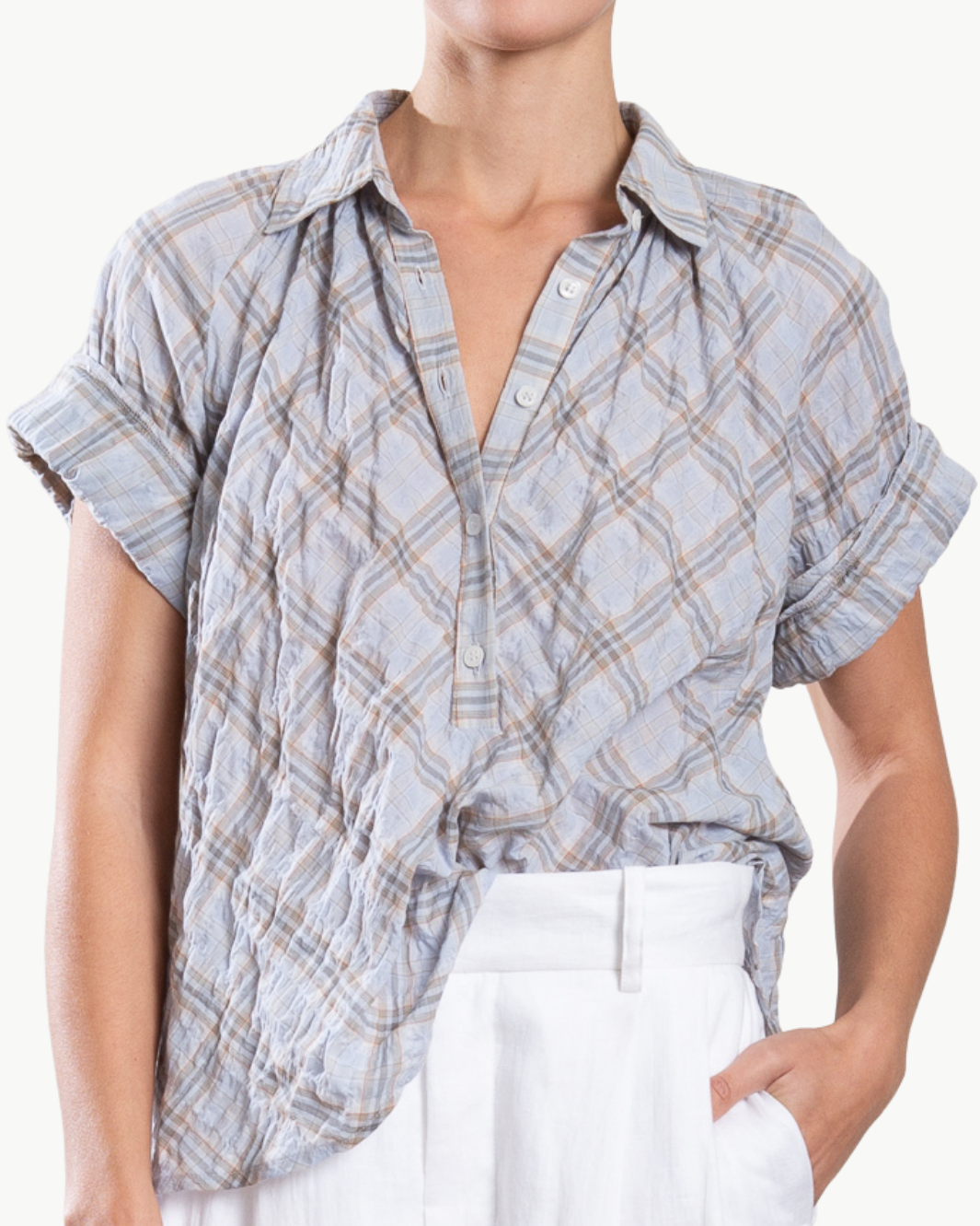 ETTA SHIRT IN WHISPER PLAID IN BREEZE