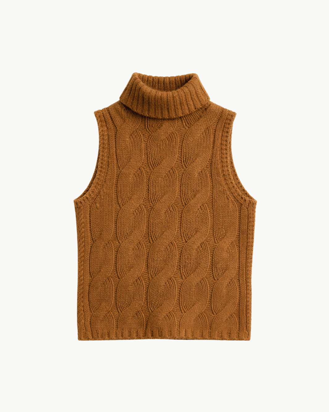 SALVIA SLEEVELESS CASHMERE CABLE TURTLENECK IN TOBACCO by Sablyn - Romi Boutique