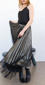 Loyd/Ford Metallic Pleat Skirt with Mesh Overlay at Romi Boutique