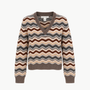 Autumn Cashmere Cropped Pointelle Wavy Stripe V Neck Pullover at Romi Boutique