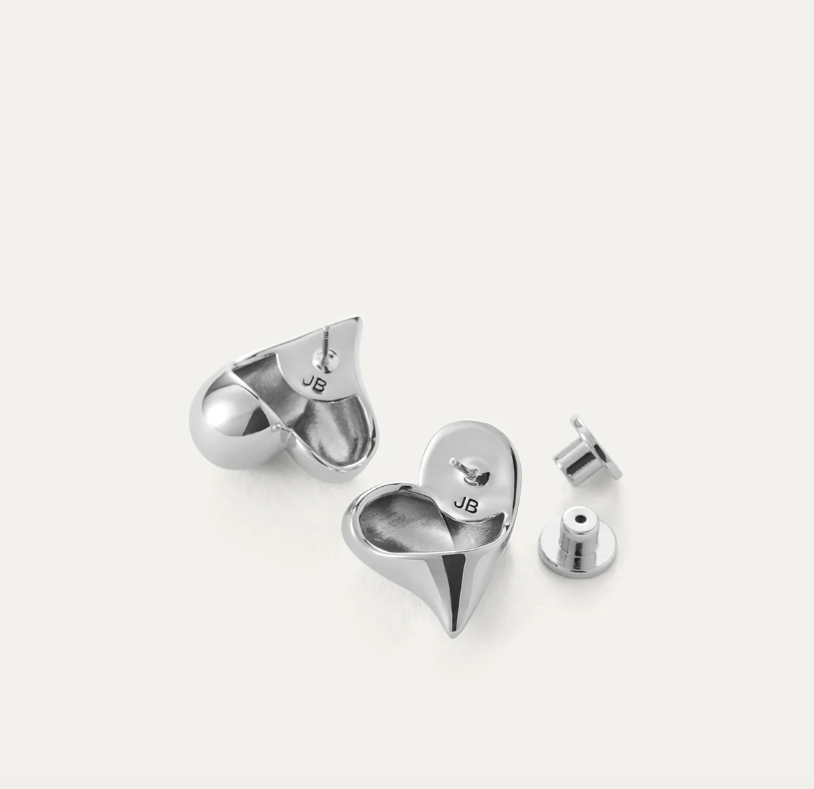 ART HEART BUTTON EARRINGS IN SILVER - Romi Boutique