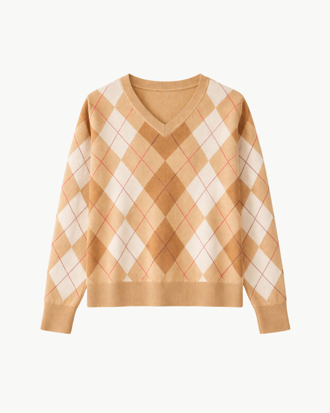 Brazeau Tricot Argyle V-Neck at Romi Boutique