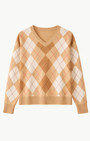 Brazeau Tricot Argyle V-Neck at Romi Boutique