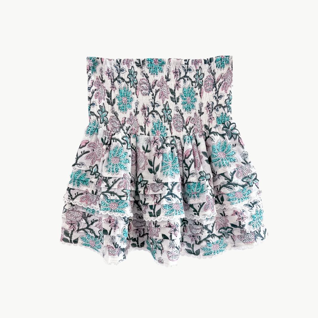 Bell PLEATED SMOCKED MINI SKIRT at Romi Boutique