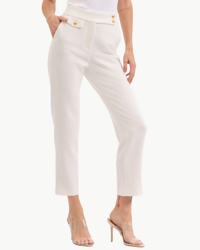 RENZO SLIM-LEG PANT IN OFF WHITE