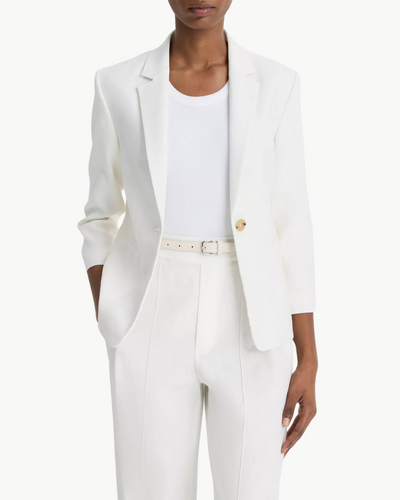 LINEN SHRUNKEN BLAZER IN OFF-WHITE