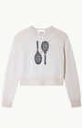 White & Warren Cashmere Tennis Embroidered Sweatshirt at Romi Boutique