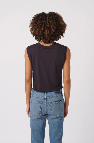 SLEEVELESS BABE TEE IN VINTAGE BLACK - Romi Boutique