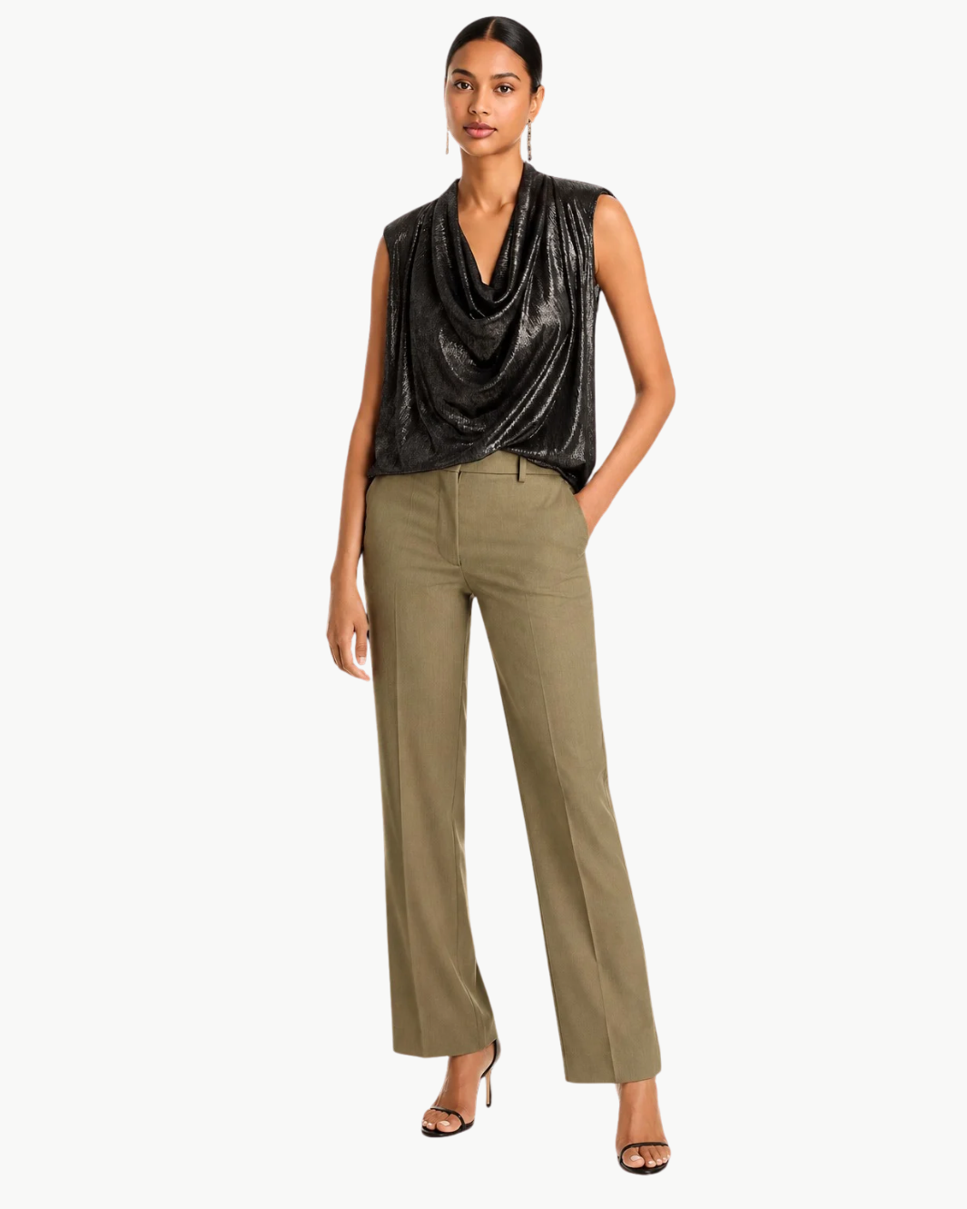 Ramy Brook Camila Draped Metallic Top at Romi Boutique