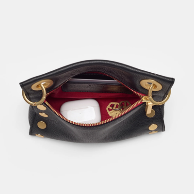 TONY SML IN BLACK/BRUSHED GOLD RED ZIP