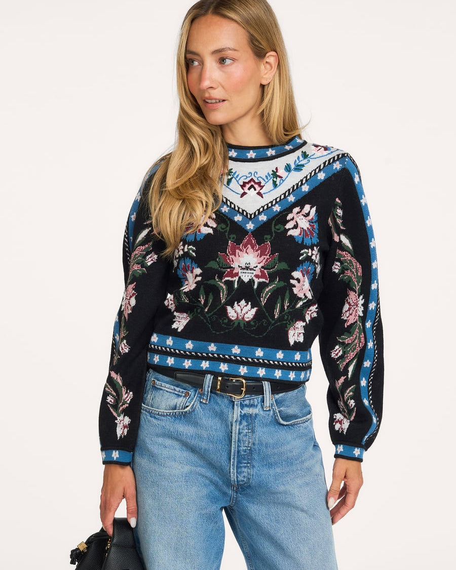 FARM Rio Natalia Wool Blend Crewneck Sweater at Romi Boutique