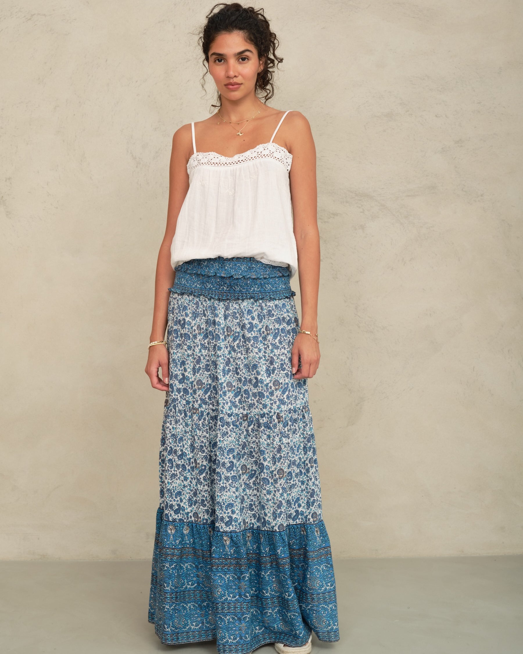 Mabe Esti Print Maxi Skirt at Romi Boutique