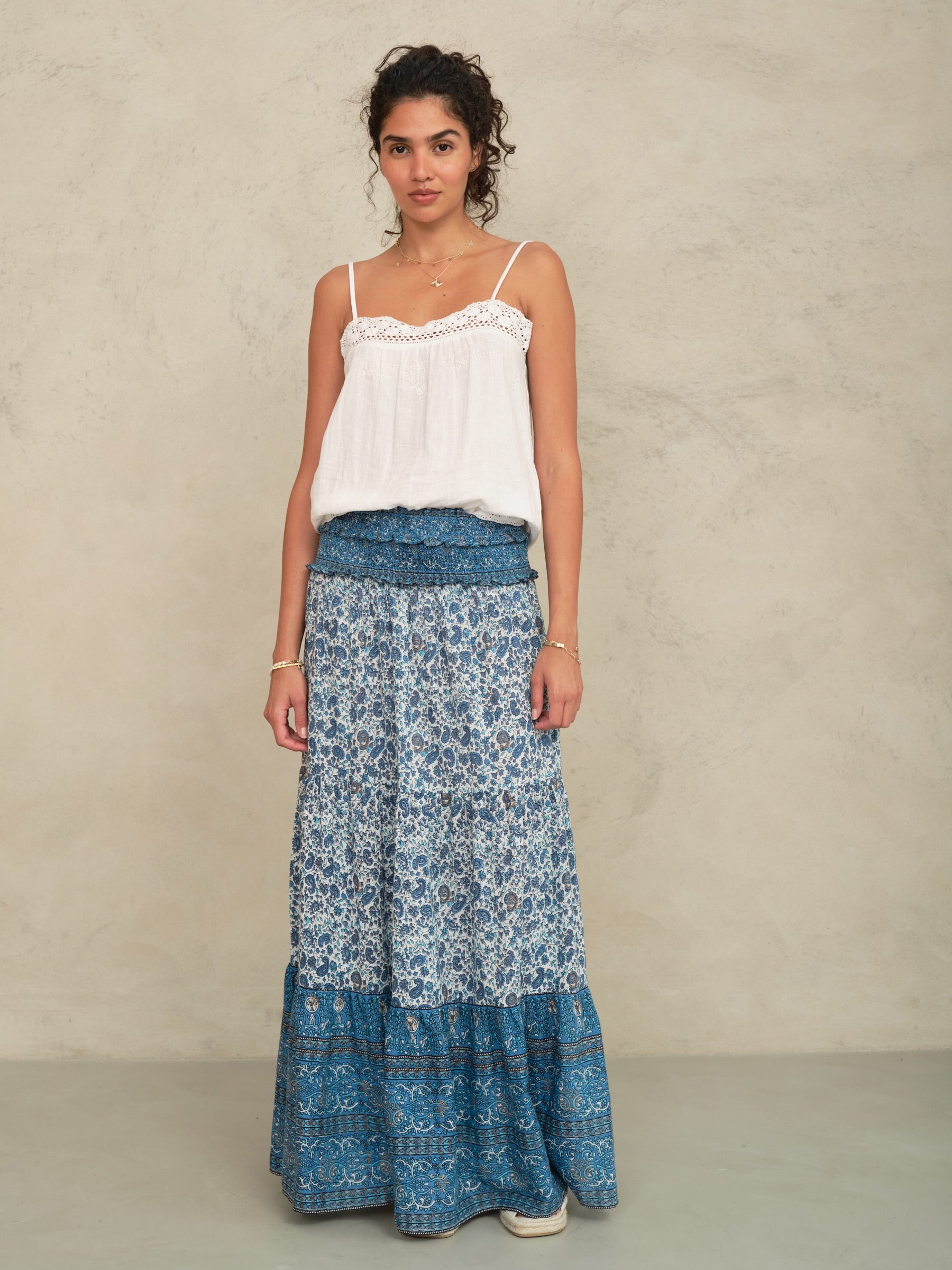 Mabe Esti Print Maxi Skirt at Romi Boutique