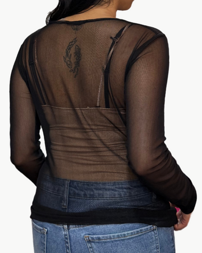 SILK TULLE TEE IN BLACK