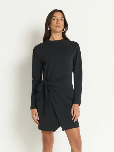 TAYLOR WRAP MINI DRESS IN JET BLACK