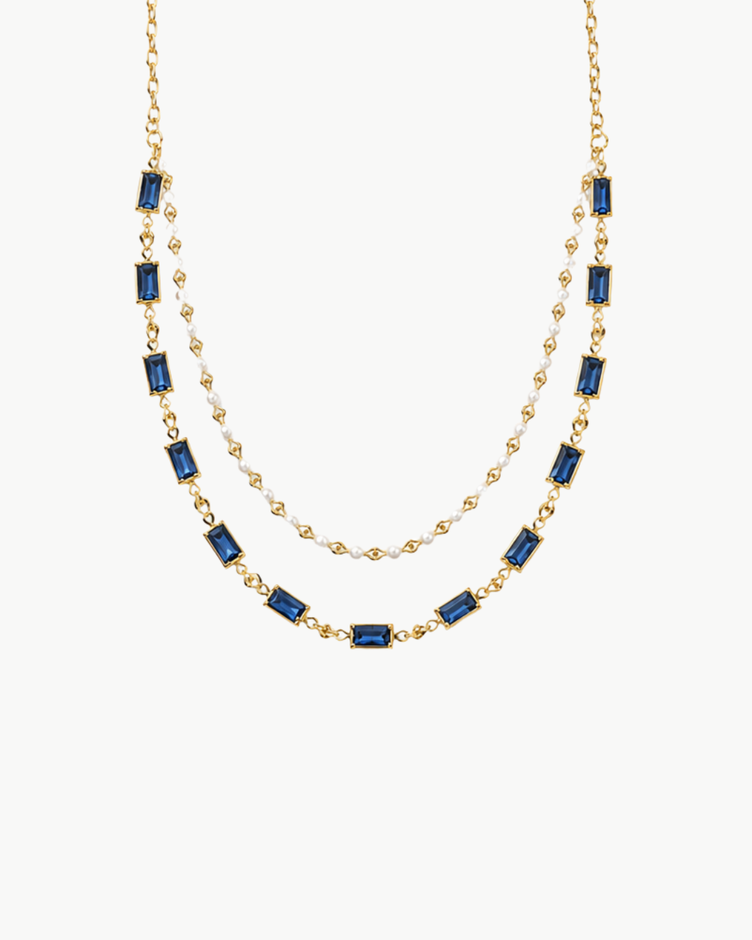 Glass Pearl Double Strand Necklace