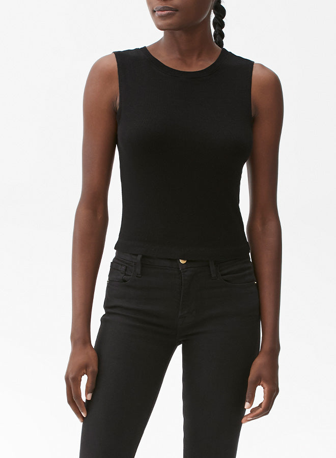 JORGI CROP CREW TANK IN BLACK