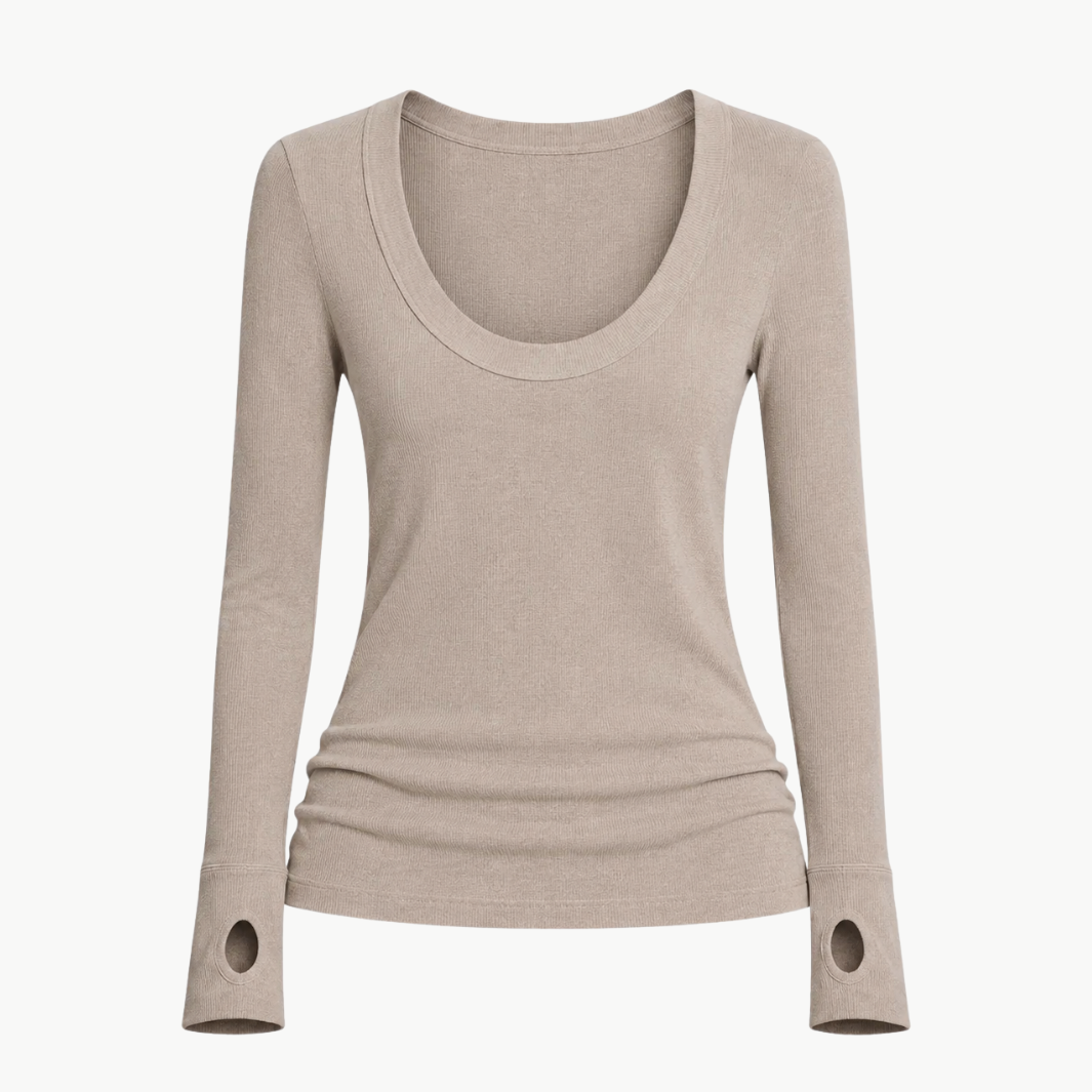 Cashmere Easy Cuffed U Top