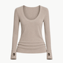 Cashmere Easy Cuffed U Top