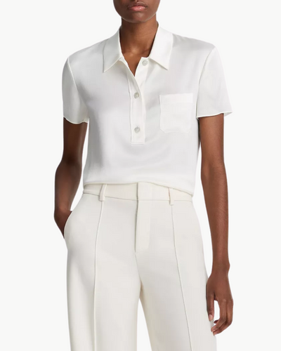 SILK SHORT-SLEEVE POLO IN OFF-WHITE