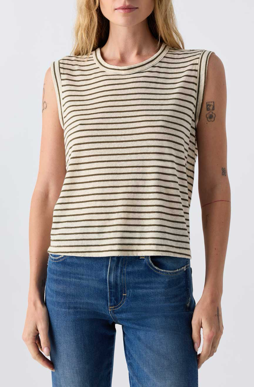 SLEEVELESS LOVE TEE IN RESEDA MULTI - Romi Boutique
