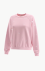 I Stole My Boyfriend's Shirt "LOVE" WITH WHITE HEARTS CREW SWEATSHIRT IN POWDER PINK at Romi Boutique