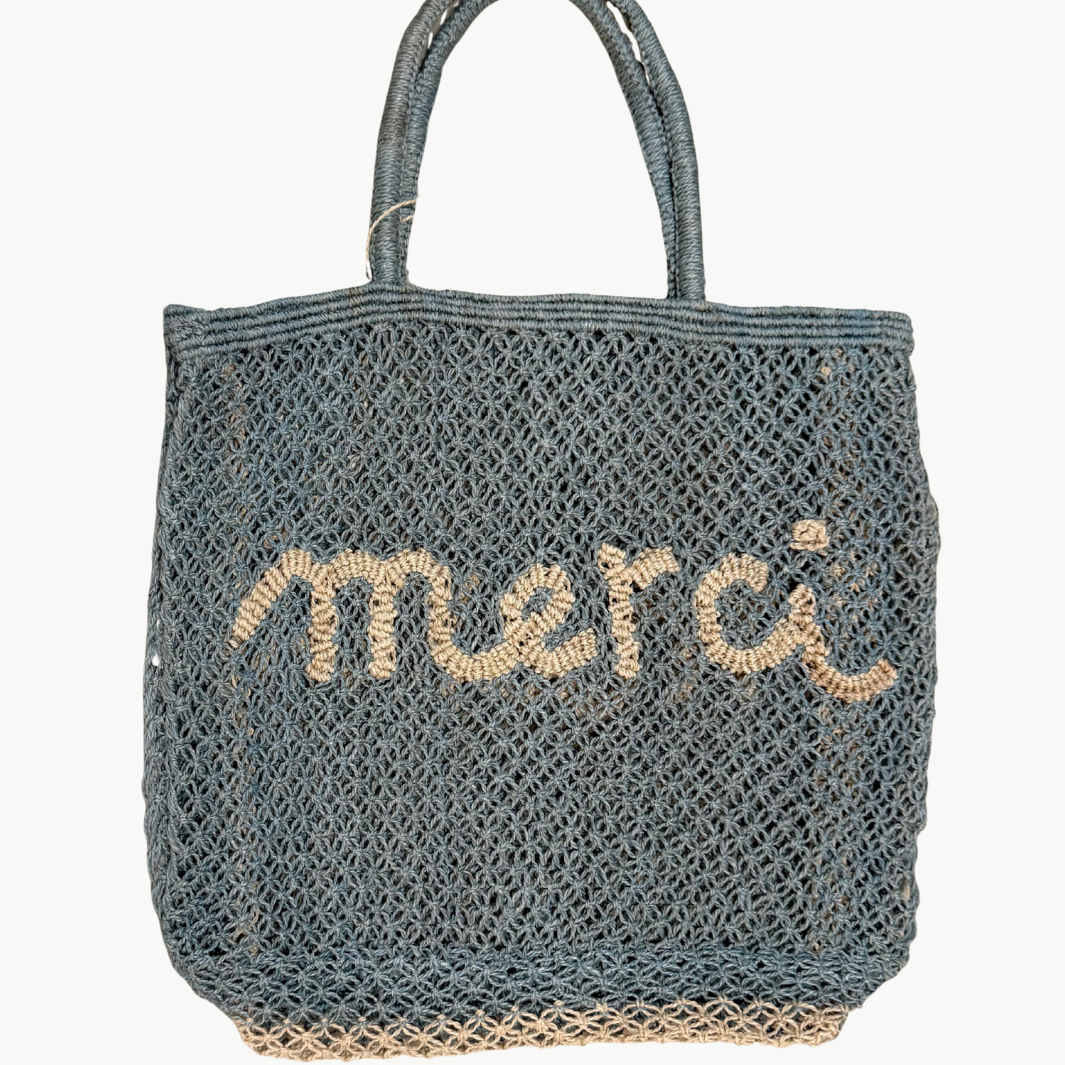 THE JACKSONS MERCI JUTE BAG IN SKY at Romi Boutique